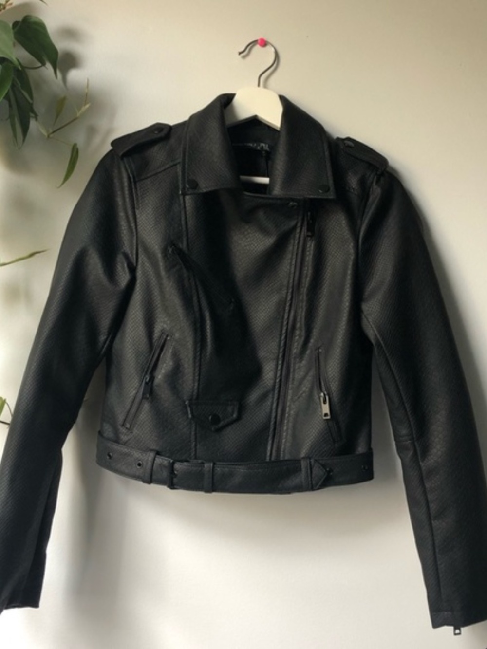 Black Tape snakeskin print faux leather jacket (Size Small)